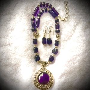 Angelite necklace set inspired by vintage style
